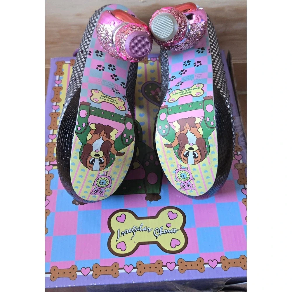 Irregular Choice Disney Lady and the Tramp Paws for Thought Heels Silver Pink 38